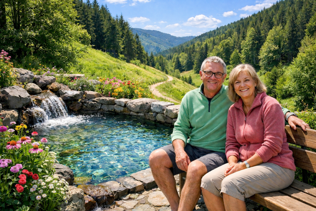 Kneipp Anlage Todtnau im Schwarzwald mit kristallklarem Quellwasser, natürlichem Steinbecken und erholsamer Ruhe inmitten grüner Natur
